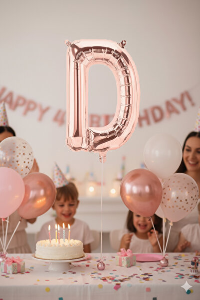 Deniz Party Store بالون ورق ذهبي وردي مقاس 36 - 40 سم (D) حرف