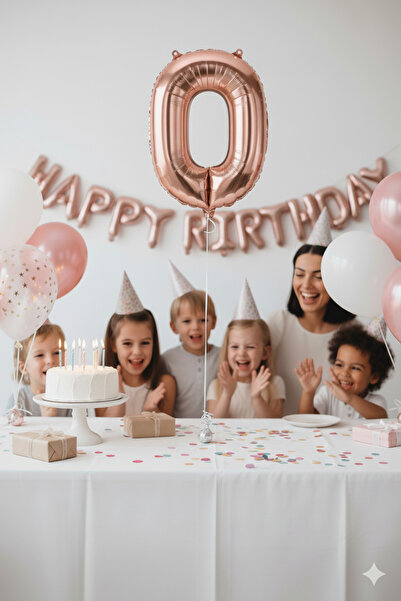 Deniz Party Store بالون رقائق الذهب الوردي 36- 40 سم ( O ) يستخدم كحرف ( 0 ) ...