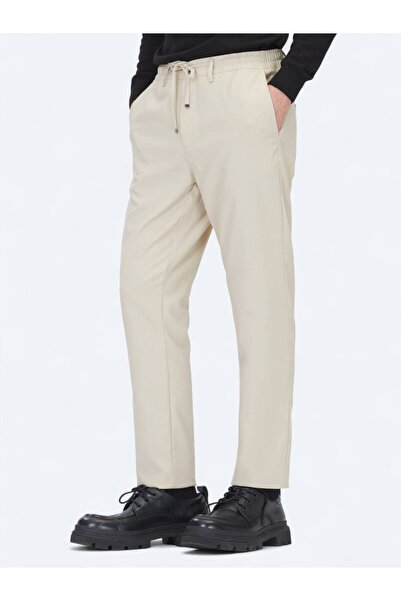 Kip Dark Beige Plain Woven Jogging Fit Casual Pants