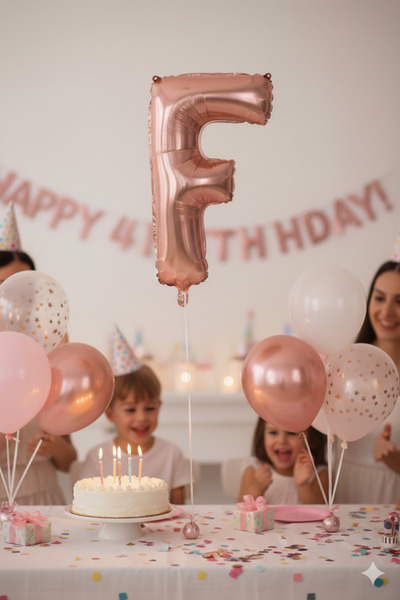 Deniz Party Store بالون ورق ذهبي وردي 36 - 40 سم (F) حرف