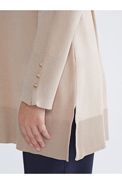 LC Waikiki Bej Bisiklet Yaka Kadın Triko Tunik