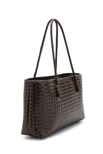 minebag Γυναικεία τσάντα ώμου Dora από συνθετικό δέρμα με πλεκτή λεπτομέρεια καφέ