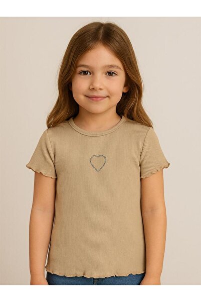 Civil Girls تي شيرت على شكل قلب مطبوع لعمر 2-5 سنوات - بيج لعمر 2-3 سنوات