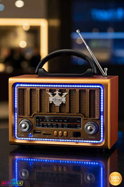 Maybax Nostaljik Radyo Bluetooth, TF Kart, USB, AUX, Fener, FM Radyo Destekli...
