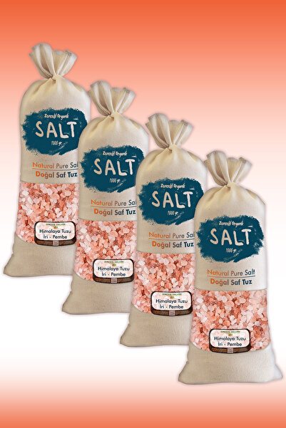 Zencefil Organik Himalaya Tuzu 4 Kg. Bez Torbada (1kg.x4ad.) Iri Taneli Pembe...