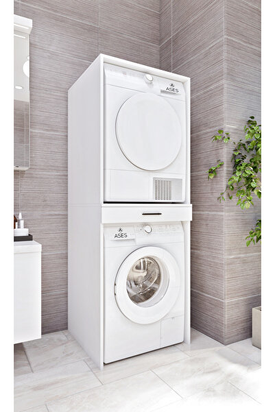 Ases Mobilya Esl0237 Çamaşır Makinesi ve Kurutma Makinesi Dolabı Beyaz