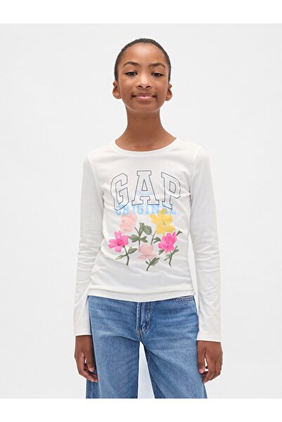 GAP Kız Çocuk Beyaz Grafik T-Shirt (2’li)