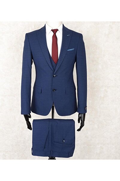 Jan Carlucci Slimfit Yelekli Drop 6 Takım-Lacivert