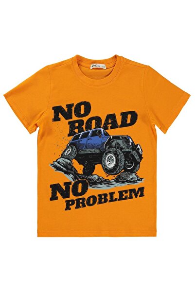 Civil Boys Μπλουζάκι με στάμπα "No Problem" για 6-9 ετών - Πορτοκαλί