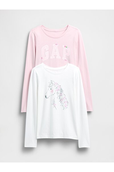 GAP Kız Çocuk Pembe Grafik T-Shirt (2’li)