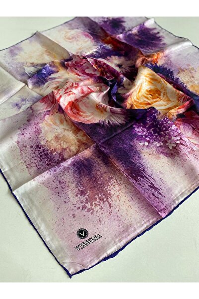 Vissona Tivil Silk Scarf 17641 - 0023 Powder Purple Watercolor Pattern