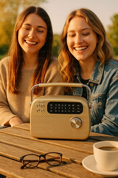 Zineets Nostaljik Radyo Fm Ahşap Görünümlü Bluetooth Hoparlör Ahşap Renk Vintage Işıklı Usb Sd