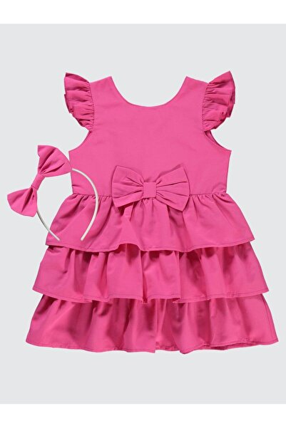 Civil Girls Fiyonklu 2-5 Yaş Elbise - Fusya 4-5 Yaş