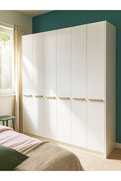 dorpek Cosmos 6 Kapaklı Gardırop - 210 cm Y, 184 cm G - Genç Odası ve Yatak Odası Gardırop