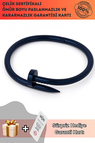 OSMANLI GÜMÜŞ سوار رجالي من الفولاذ المقاوم للصدأ بتصميم حلزوني - أزرق