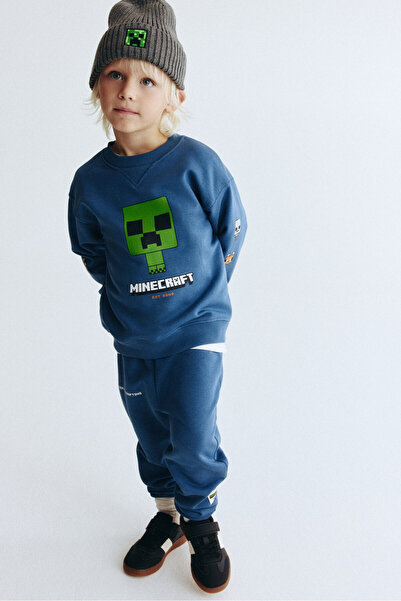 H&M 2 Parçalı Baskılı Sweatshirt Set