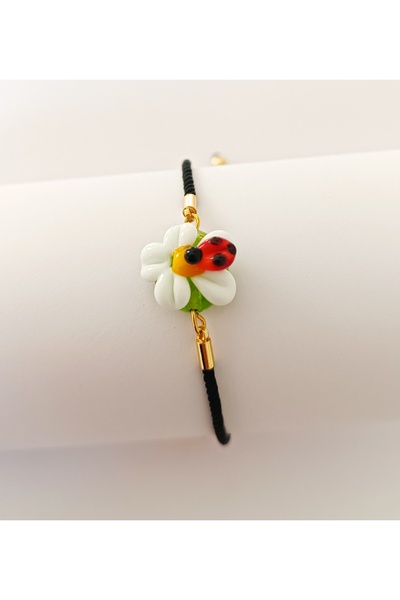 ADAMODART Daisy and Ladybug Murano Glass Beaded Bracelet