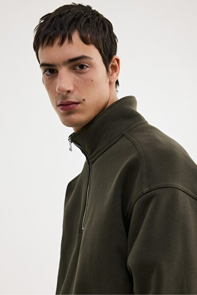 H&M Loose Fit Yarım Fermuarlı Sweatshirt