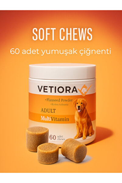 VETIORA Köpekler İçin Multivitamin Güçlü Bağışıklık ve Sağlıklı Tüyler İçin Çiğnenebilir Tablet, 150 Gr