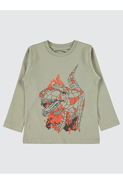 Civil Boys Geometrik Dino Baskılı 2-5 Yaş Sweatshirt - Gri 4-5 Yaş