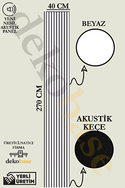 dekobase Beyaz 40x270 cm Yeni Nesil Akustik Ahşap Duvar Paneli