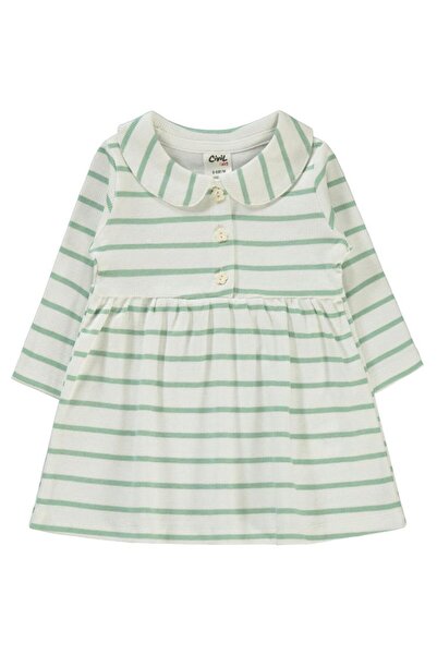 Civil Baby Çizgili 6-18 Ay Elbise - Yeşil 6-9 Ay