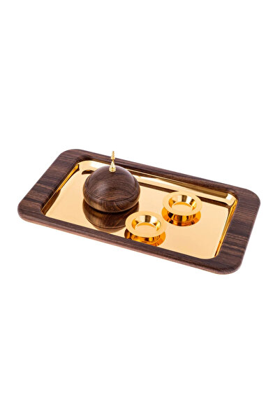 Dania صينية خشبية فاخرة مع طقم تمر 4 قطع