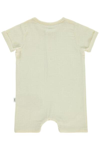 Civil Baby Curly Front Placketed Romper with Snap Fasteners at the Bottom 6-18 Months - Beige6-9 Months