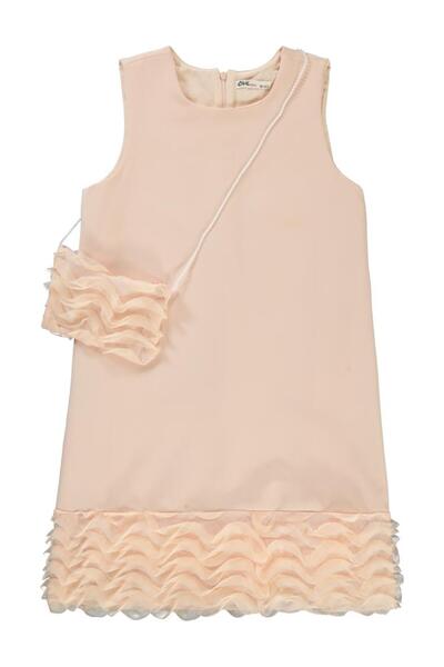 Civil Girls Etek Ucu Fırfırlı 10-13 Yaş Elbise - Pudra10-11 Yaş