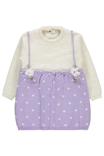 Civil Girls Puanlı Askılı 2-5 Yaş Elbise - Lila 5-6 Yaş
