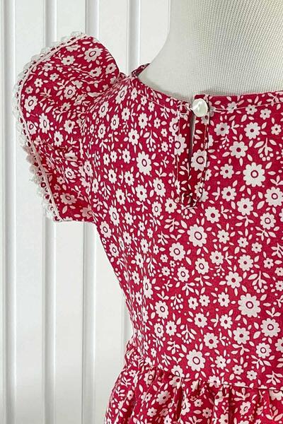 SUBU TASARIM Red Floral Patterned Dress - MDVK118