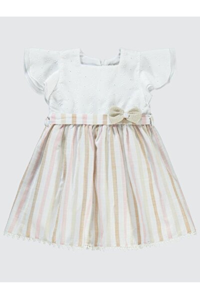 Civil Girls Robası Brodeli 2-5 Yaş Elbise - Pudra 5-6 Yaş