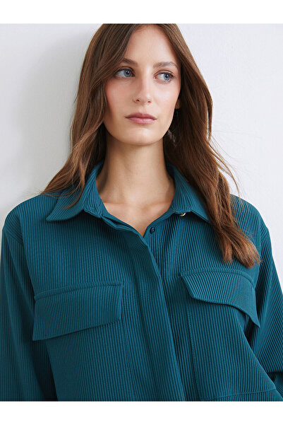 LC Waikiki Peak Yeni Sezon Oversize Kadife Kadın Gömlek Tunik