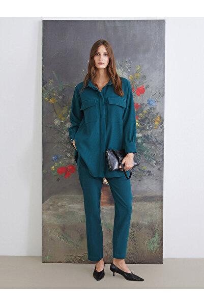 LC Waikiki Peak Yeni Sezon Oversize Kadife Kadın Gömlek Tunik