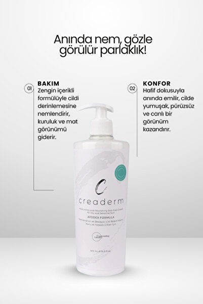 CREADERM Atodex Formula Kuru Ve Hassas Ciltler İçin Nemlendirici Bakım Kremi 500 ML