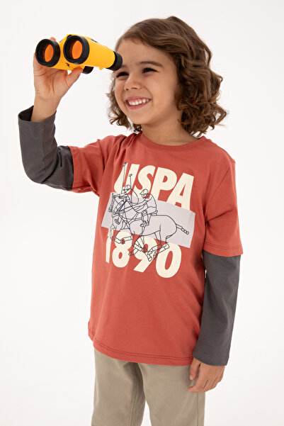 U.S. Polo Assn. Erkek Çocuk Gül Kurusu Bisiklet Yaka Süprem Sweatshirt 503164...