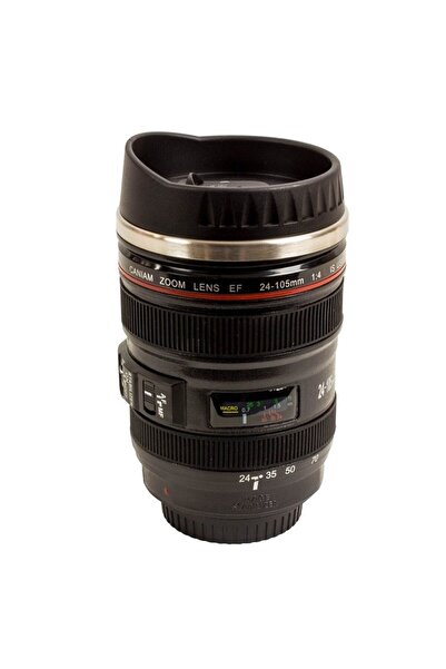 Kalemedair Objektif Görünümlü Caniam Paslanmaz Çelik Termos Bardak - Siyah M1