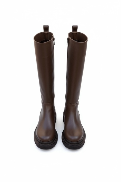 DURUNUN BUTİĞİ Cizme casual pentru femei Dulanca maro cu fermoar lateral