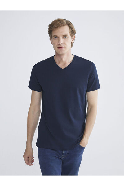 LC Waikiki Peak New Season V-Neck Combed Cotton Men's T-Shirt