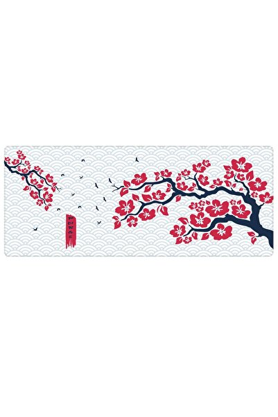 PORGE Sakura Gamer Mouse Pad 80x30 Xl Cherry Blossom Mouse Pad Ofis Oyuncu Ki...
