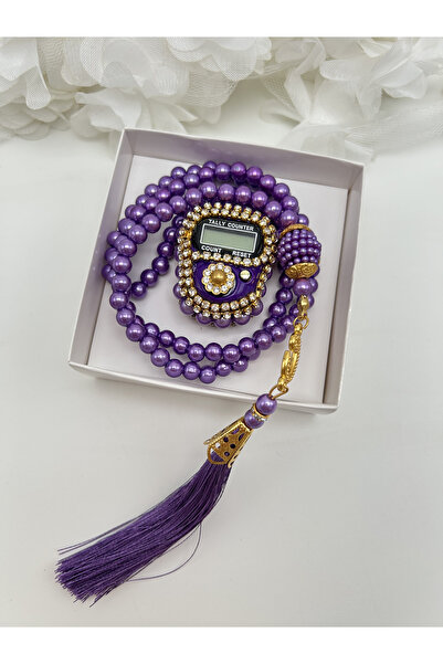 lenagiftworkshop 1 Σετ Χάντρες Προσευχής και Ζικραματικό με Πέτρες σε Μωβ Κου...