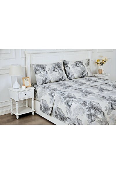 DELOUNA Double bed linen set 100% COTTON RANFORCE, 4 pieces, bed sheet 265 x 240 cm, Floral
