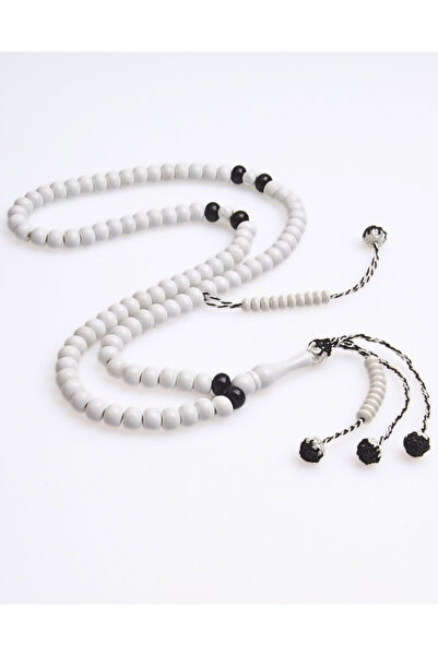 NAMAT مسبحة بيضاء مصنوعة في تركيا، 99 حبة مع شرابة ملكية