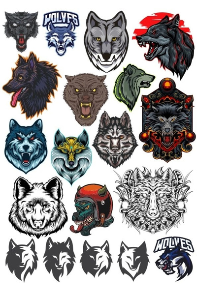 Reysa Tasarım Kurt Sticker Set 11 20 Parça Telefon, Tablet, Defter, Laptop St...