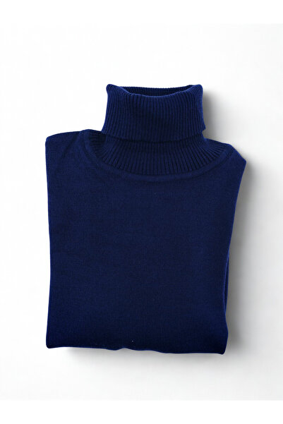 A&O Style Men's Navy Blue Slim Fit Turtleneck Turtleneck Sweater