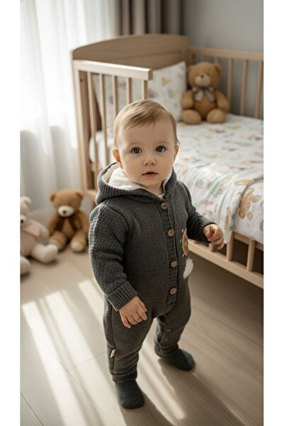 Özka AY DESENLİ KIŞLIK KALIN TRİKO İÇİ YÜN BEBEK TULUMU