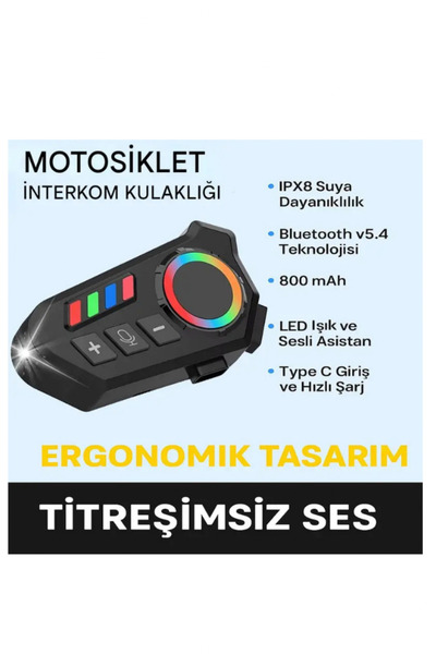 TeknolojiSA K06 Motosiklet Kask Kulaklık Bluetooth 5.4 Kulaklık Kablosuz Motor Kulaklık
