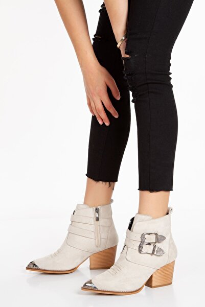 derithy Bot Süet Bej Kadın