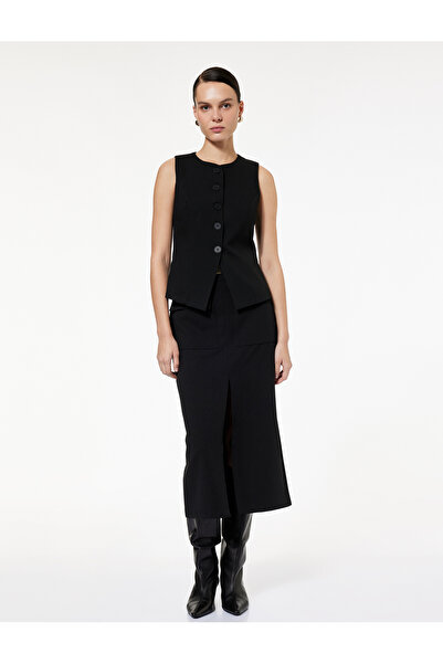 Koton Bisiklet Yaka Düğmeli Blazer Yelek