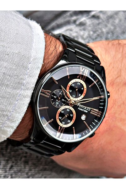 Ferrucci Takvimli Lüks Erkek Kol Saati Hediye Paketli Ve Hematit Bileklikli